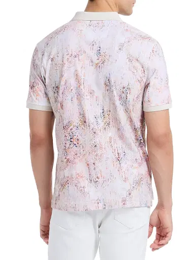 Robert Graham Men's Ryton Printed Cotton Polo Shirt - Oatmeal | Thumbnail 5 Robert Graham Men's Ryton Printed Cotton Polo Shirt - Oatmeal | Thumbnail 5