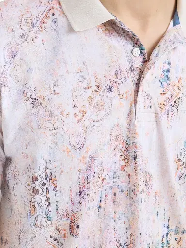 Robert Graham Men's Ryton Printed Cotton Polo Shirt - Oatmeal | Thumbnail 6 Robert Graham Men's Ryton Printed Cotton Polo Shirt - Oatmeal | Thumbnail 6