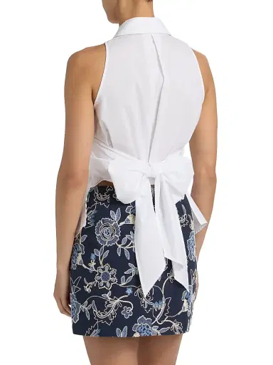 Tanya Taylor Women's Hannah Back Bow Top - Optic White | Thumbnail 5 Tanya Taylor Women's Hannah Back Bow Top - Optic White | Thumbnail 5