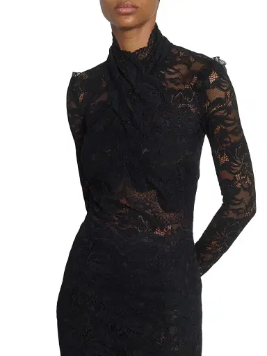 Rabanne Women's Lace Wrap Long-Sleeve Top - Black - Size 10 | Thumbnail 6 Rabanne Women's Lace Wrap Long-Sleeve Top - Black - Size 10 | Thumbnail 6