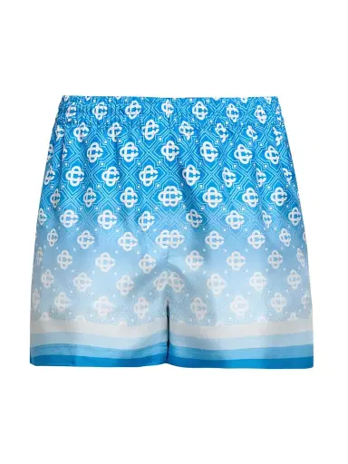 Casablanca Women's Monogrammed Ombré Silk Shorts - Gradient Diamond Monogram | Thumbnail 1 Casablanca Women's Monogrammed Ombré Silk Shorts - Gradient Diamond Monogram | Thumbnail 1