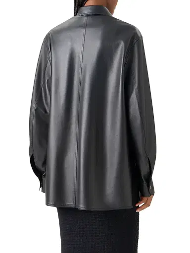 Akris Women's Oversized Leather Shirt - Black - Size 12 | Thumbnail 5 Akris Women's Oversized Leather Shirt - Black - Size 12 | Thumbnail 5