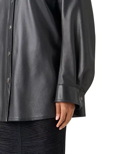 Akris Women's Oversized Leather Shirt - Black - Size 12 | Thumbnail 6 Akris Women's Oversized Leather Shirt - Black - Size 12 | Thumbnail 6