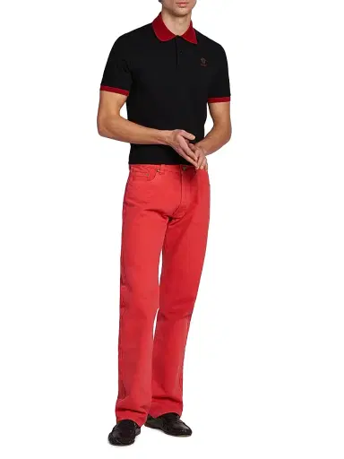 Versace Men's Non-Stretch Straight-Leg Jeans - Red | Thumbnail 2 Versace Men's Non-Stretch Straight-Leg Jeans - Red | Thumbnail 2