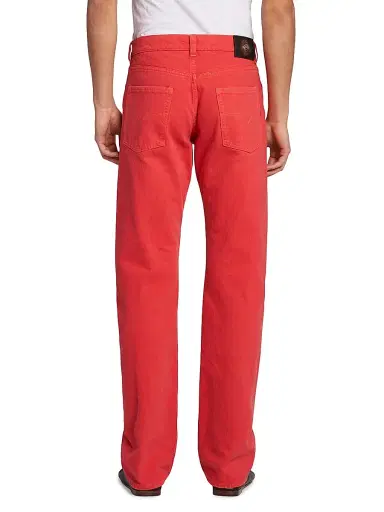 Versace Men's Non-Stretch Straight-Leg Jeans - Red | Thumbnail 5 Versace Men's Non-Stretch Straight-Leg Jeans - Red | Thumbnail 5