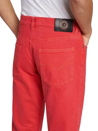 Versace Men's Non-Stretch Straight-Leg Jeans - Red | Thumbnail 6 Versace Men's Non-Stretch Straight-Leg Jeans - Red | Thumbnail 6