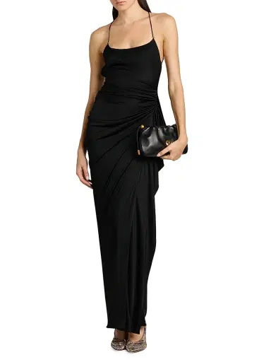 Versace Women's Draped Jersey Column Gown - Black | Thumbnail 2 Versace Women's Draped Jersey Column Gown - Black | Thumbnail 2