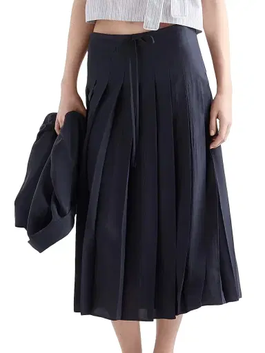 Prada Women's Pleated Silk Midi-Skirt - Blue - Size 6 | Thumbnail 2 Prada Women's Pleated Silk Midi-Skirt - Blue - Size 6 | Thumbnail 2