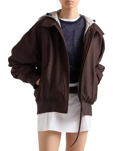 Prada Women's Hooded Rush Stitch Jacket - Brown - Size 8 | Thumbnail 2 Prada Women's Hooded Rush Stitch Jacket - Brown - Size 8 | Thumbnail 2