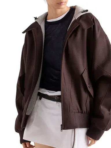 Prada Women's Hooded Rush Stitch Jacket - Brown - Size 8 | Thumbnail 3 Prada Women's Hooded Rush Stitch Jacket - Brown - Size 8 | Thumbnail 3