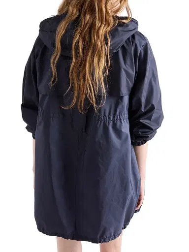 Prada Women's Lightweight Nylon Hooded Raincoat - Blue | Thumbnail 4 Prada Women's Lightweight Nylon Hooded Raincoat - Blue | Thumbnail 4