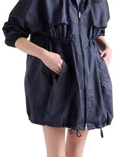Prada Women's Lightweight Nylon Hooded Raincoat - Blue | Thumbnail 5 Prada Women's Lightweight Nylon Hooded Raincoat - Blue | Thumbnail 5