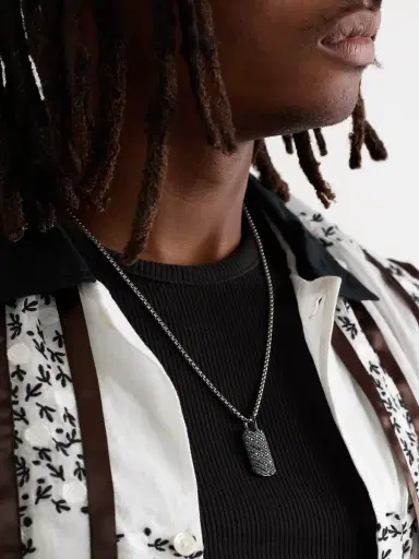 David Yurman Chevron Titanium Diamond Pendant - Men | Thumbnail 2 David Yurman Chevron Titanium Diamond Pendant - Men | Thumbnail 2