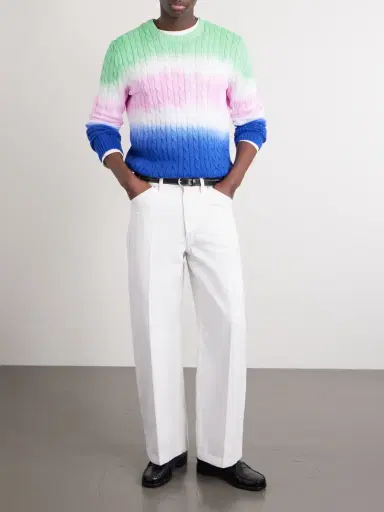 Polo Ralph Lauren Dégradé Cable-Knit Cotton Sweater - Men | Thumbnail 2 Polo Ralph Lauren Dégradé Cable-Knit Cotton Sweater - Men | Thumbnail 2