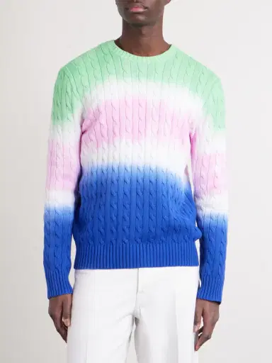 Polo Ralph Lauren Dégradé Cable-Knit Cotton Sweater - Men | Thumbnail 3 Polo Ralph Lauren Dégradé Cable-Knit Cotton Sweater - Men | Thumbnail 3