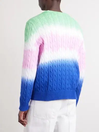Polo Ralph Lauren Dégradé Cable-Knit Cotton Sweater - Men | Thumbnail 4 Polo Ralph Lauren Dégradé Cable-Knit Cotton Sweater - Men | Thumbnail 4