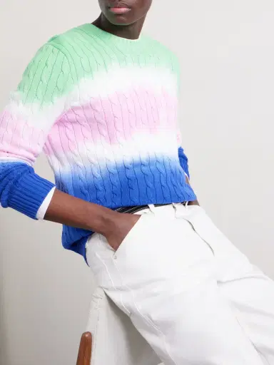 Polo Ralph Lauren Dégradé Cable-Knit Cotton Sweater - Men | Thumbnail 5 Polo Ralph Lauren Dégradé Cable-Knit Cotton Sweater - Men | Thumbnail 5