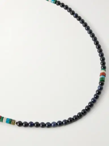 Mikia Sterling Silver Multi-Stone Beaded Bracelet - Men | Thumbnail 4 Mikia Sterling Silver Multi-Stone Beaded Bracelet - Men | Thumbnail 4