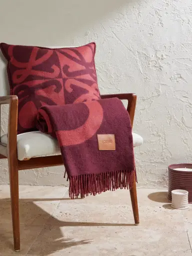 Loewe Anagram Leather-Appliquéd Fringed Logo-Jacquard Wool and Cashmere-Blend Blanket - Men | Thumbnail 2 Loewe Anagram Leather-Appliquéd Fringed Logo-Jacquard Wool and Cashmere-Blend Blanket - Men | Thumbnail 2