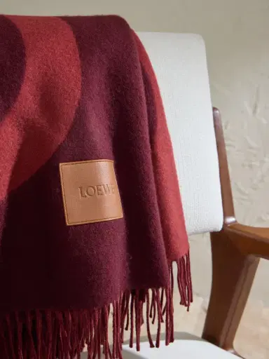 Loewe Anagram Leather-Appliquéd Fringed Logo-Jacquard Wool and Cashmere-Blend Blanket - Men | Thumbnail 3 Loewe Anagram Leather-Appliquéd Fringed Logo-Jacquard Wool and Cashmere-Blend Blanket - Men | Thumbnail 3