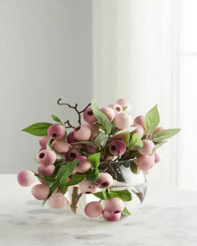John-Richard Collection Balausta Berries 8" Faux Floral Arrangement in Glass Bowl | Thumbnail 2 John-Richard Collection Balausta Berries 8" Faux Floral Arrangement in Glass Bowl | Thumbnail 2