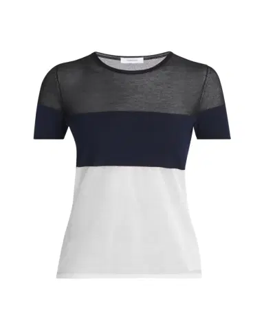 Ferragamo Colorblock Sheer Linen Short-Sleeve T-Shirt | Thumbnail 1 Ferragamo Colorblock Sheer Linen Short-Sleeve T-Shirt | Thumbnail 1