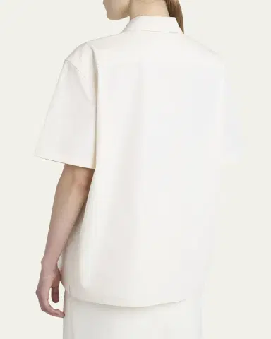 FERRAGAMO Silk Canvas Short-Sleeve Button-Down Shirt | Thumbnail 3 FERRAGAMO Silk Canvas Short-Sleeve Button-Down Shirt | Thumbnail 3