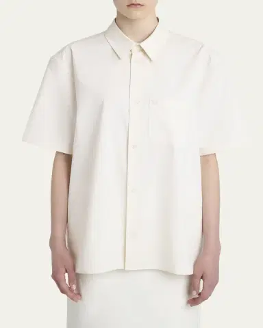 FERRAGAMO Silk Canvas Short-Sleeve Button-Down Shirt | Thumbnail 4 FERRAGAMO Silk Canvas Short-Sleeve Button-Down Shirt | Thumbnail 4