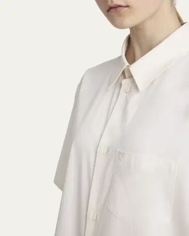 FERRAGAMO Silk Canvas Short-Sleeve Button-Down Shirt | Thumbnail 5 FERRAGAMO Silk Canvas Short-Sleeve Button-Down Shirt | Thumbnail 5
