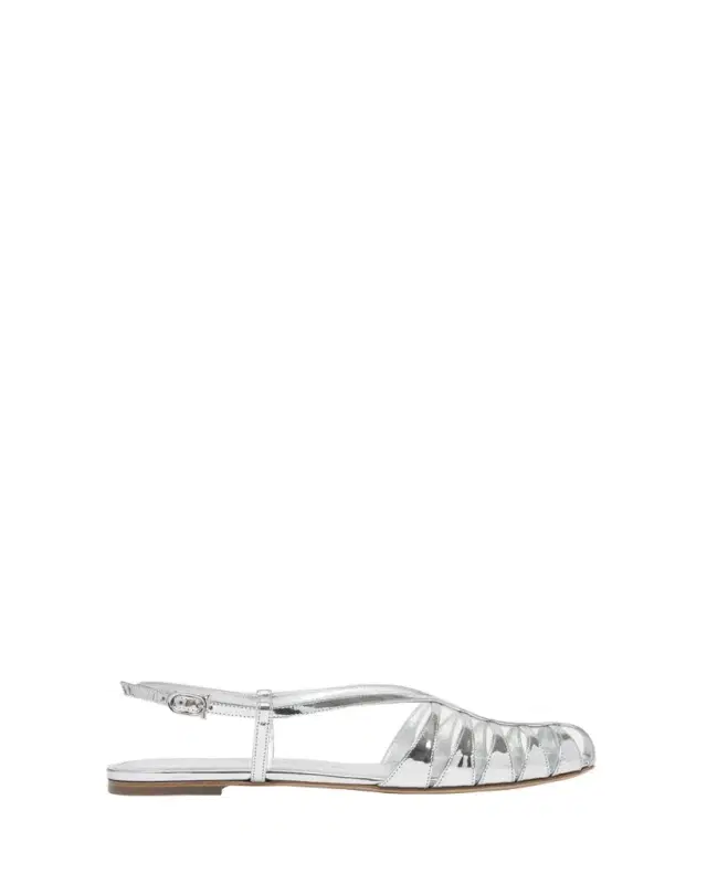 Lylly Metallic Patent Leather Caged Flat Sandals Lylly Metallic Patent Leather Caged Flat Sandals