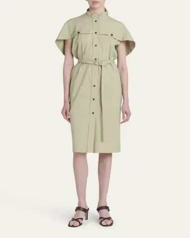 FERRAGAMO Belted Cotton Poplin Midi Utility Dress | Thumbnail 2 FERRAGAMO Belted Cotton Poplin Midi Utility Dress | Thumbnail 2