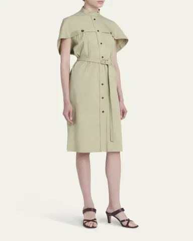FERRAGAMO Belted Cotton Poplin Midi Utility Dress | Thumbnail 4 FERRAGAMO Belted Cotton Poplin Midi Utility Dress | Thumbnail 4