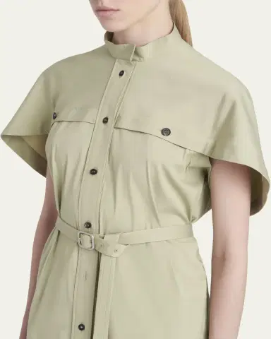 FERRAGAMO Belted Cotton Poplin Midi Utility Dress | Thumbnail 5 FERRAGAMO Belted Cotton Poplin Midi Utility Dress | Thumbnail 5