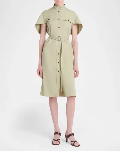 FERRAGAMO Belted Cotton Poplin Midi Utility Dress | Thumbnail 6 FERRAGAMO Belted Cotton Poplin Midi Utility Dress | Thumbnail 6