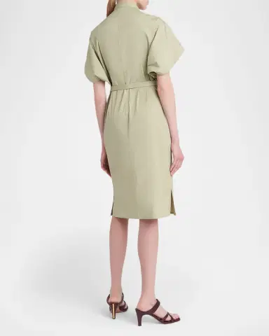 FERRAGAMO Belted Cotton Poplin Midi Utility Dress | Thumbnail 7 FERRAGAMO Belted Cotton Poplin Midi Utility Dress | Thumbnail 7