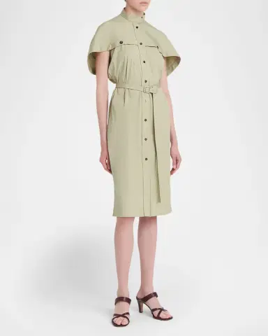 FERRAGAMO Belted Cotton Poplin Midi Utility Dress | Thumbnail 8 FERRAGAMO Belted Cotton Poplin Midi Utility Dress | Thumbnail 8