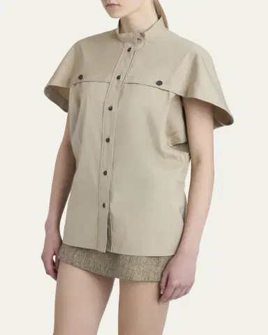 Ferragamo Organic Stretch Short-Sleeve Utility Shirt | Thumbnail 4 Ferragamo Organic Stretch Short-Sleeve Utility Shirt | Thumbnail 4