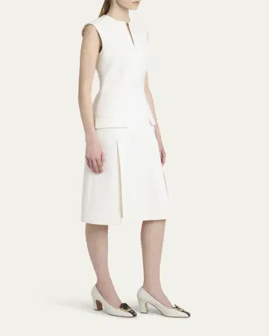 FERRAGAMO Split V-Neck Sleeveless Crepe Midi Dress | Thumbnail 4 FERRAGAMO Split V-Neck Sleeveless Crepe Midi Dress | Thumbnail 4