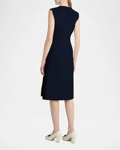 FERRAGAMO Split V-Neck Sleeveless Crepe Midi Dress | Thumbnail 7 FERRAGAMO Split V-Neck Sleeveless Crepe Midi Dress | Thumbnail 7