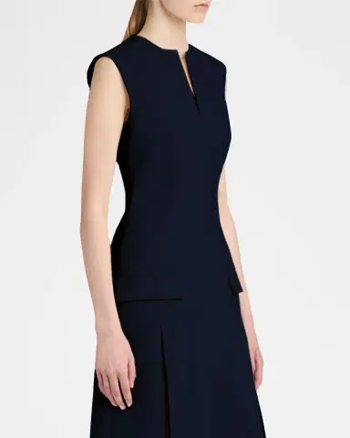 FERRAGAMO Split V-Neck Sleeveless Crepe Midi Dress | Thumbnail 8 FERRAGAMO Split V-Neck Sleeveless Crepe Midi Dress | Thumbnail 8