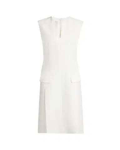 FERRAGAMO Split V-Neck Sleeveless Crepe Midi Dress | Thumbnail 1 FERRAGAMO Split V-Neck Sleeveless Crepe Midi Dress | Thumbnail 1