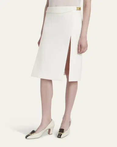 Ferragamo Twist-Lock Belted Slit Pencil Skirt | Thumbnail 4 Ferragamo Twist-Lock Belted Slit Pencil Skirt | Thumbnail 4