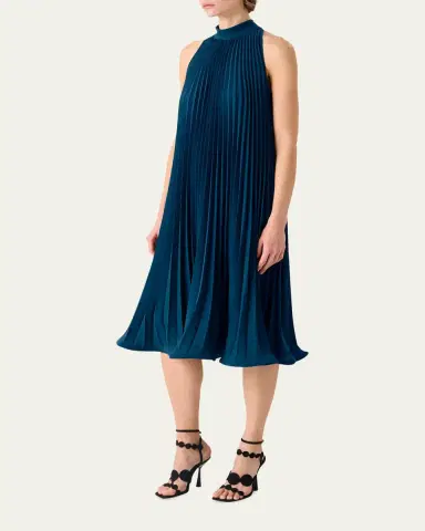 Akris punto Plisse Crepe Sleeveless Halter Midi Dress | Thumbnail 4 Akris punto Plisse Crepe Sleeveless Halter Midi Dress | Thumbnail 4