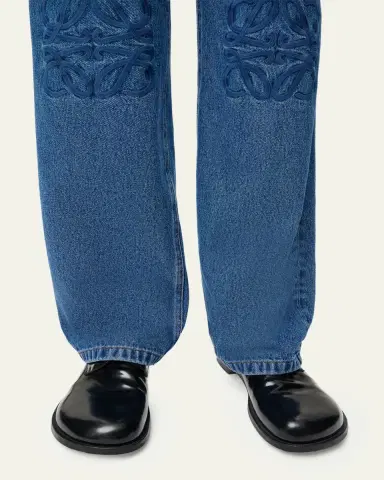 Loewe Men's Anagram Denim Baggy-Fit Jeans | Thumbnail 5 Loewe Men's Anagram Denim Baggy-Fit Jeans | Thumbnail 5