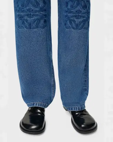 Loewe Men's Anagram Denim Baggy-Fit Jeans | Thumbnail 9 Loewe Men's Anagram Denim Baggy-Fit Jeans | Thumbnail 9