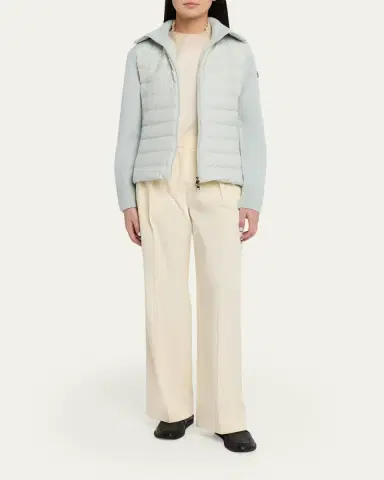 Moncler Pleated Wide-Leg Cropped Trousers | Thumbnail 2 Moncler Pleated Wide-Leg Cropped Trousers | Thumbnail 2