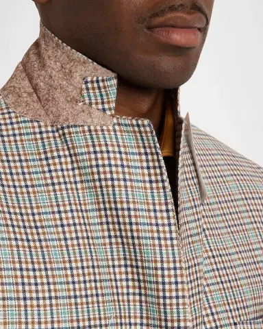 Kiton Men's Cashmere and Silk Multi-Check Deconstructed Sport Coat | Thumbnail 11 Kiton Men's Cashmere and Silk Multi-Check Deconstructed Sport Coat | Thumbnail 11