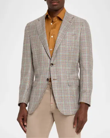 Kiton Men's Cashmere and Silk Multi-Check Deconstructed Sport Coat | Thumbnail 8 Kiton Men's Cashmere and Silk Multi-Check Deconstructed Sport Coat | Thumbnail 8