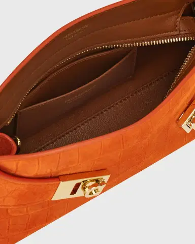 Ferragamo Hug Croc-Embossed Suede Clutch Bag | Thumbnail 4 Ferragamo Hug Croc-Embossed Suede Clutch Bag | Thumbnail 4