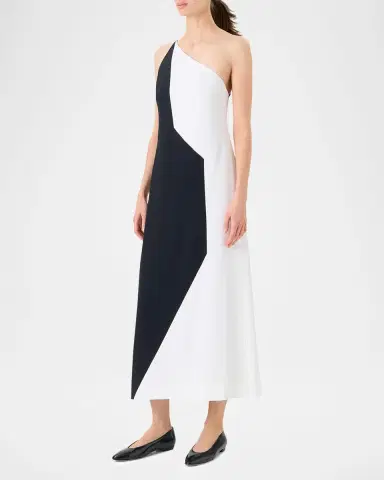 Akris High Plains Patchwork Crepe One-Shoulder Midi Dress | Thumbnail 9 Akris High Plains Patchwork Crepe One-Shoulder Midi Dress | Thumbnail 9